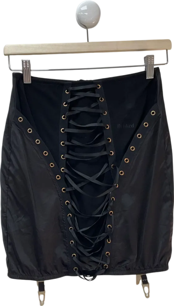ASOS Black Corset Style Top With Suspenders UK 10