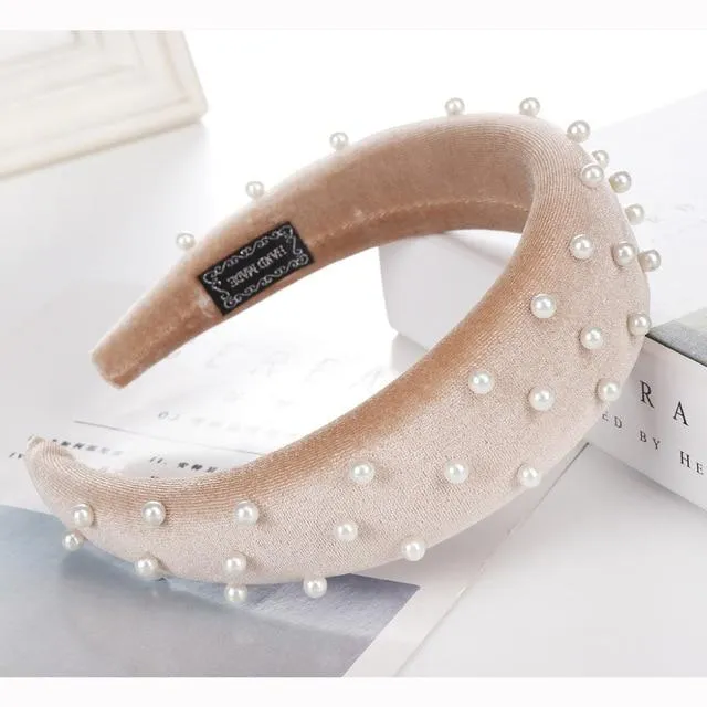 Beaded Thick Velvet Headband