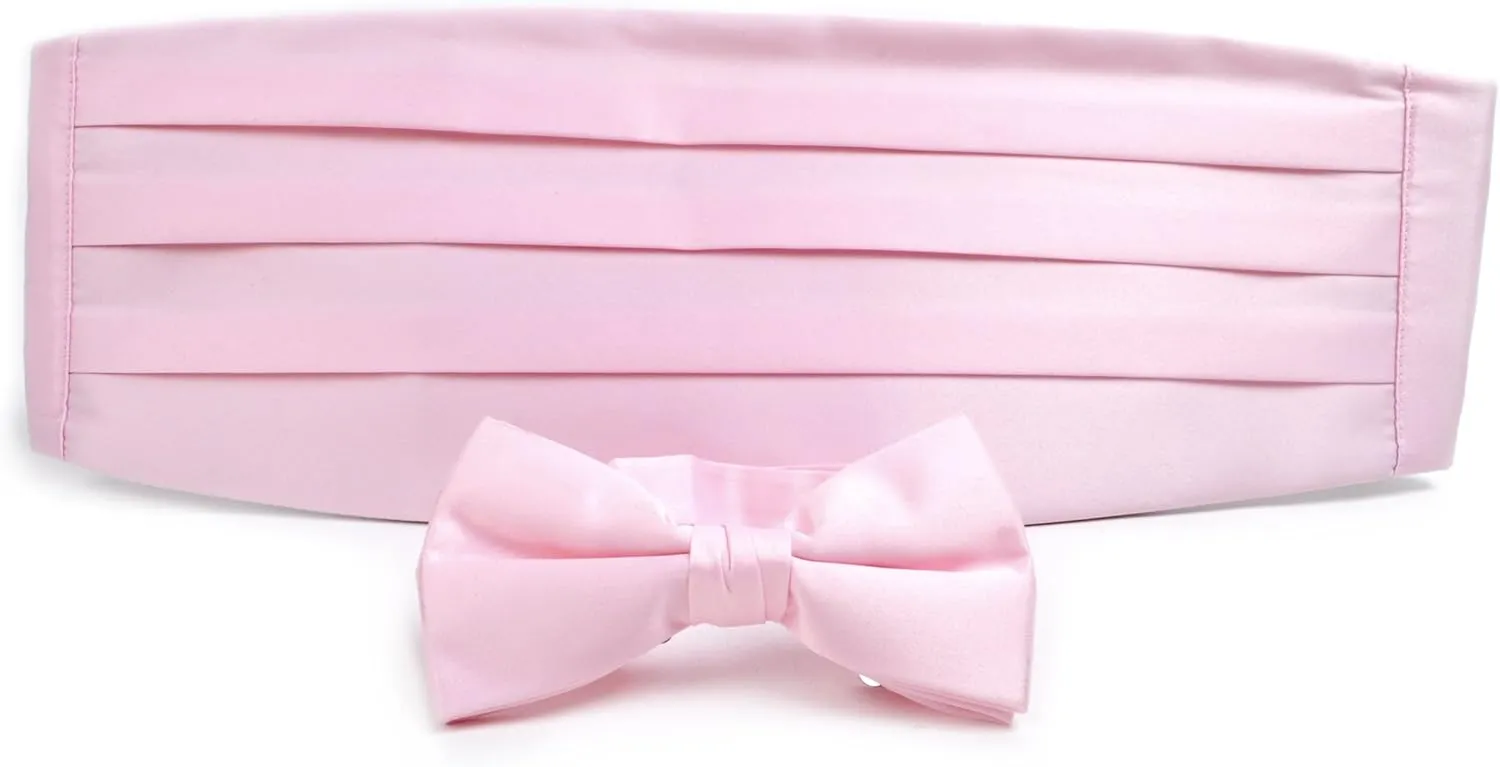 boxed-gifts Adult Solid Poly Satin - Bow Tie and Cummerbund Sets