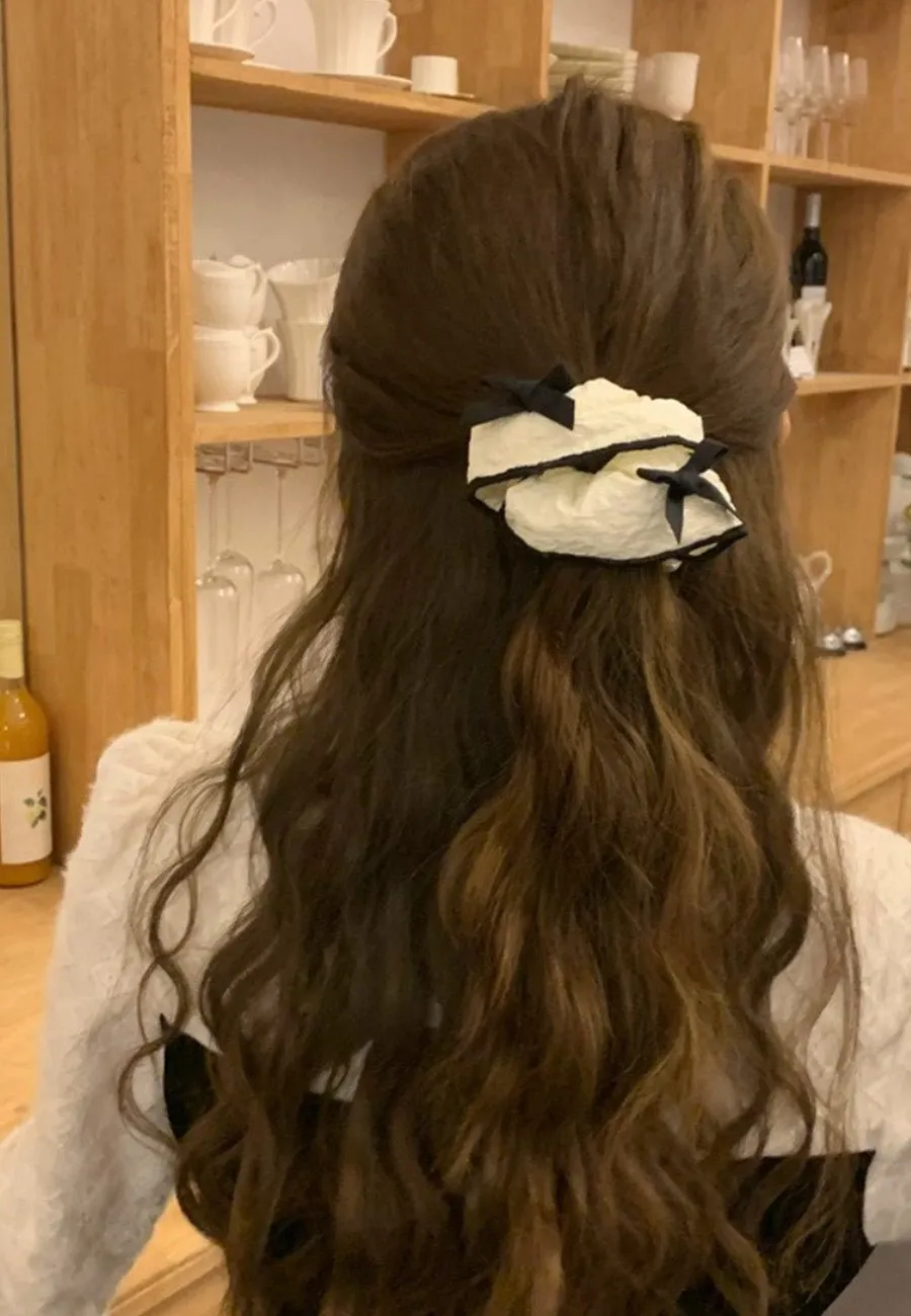 Curling Ribbon Piping Edge Linen Extra Soft Scrunch Hair Tie