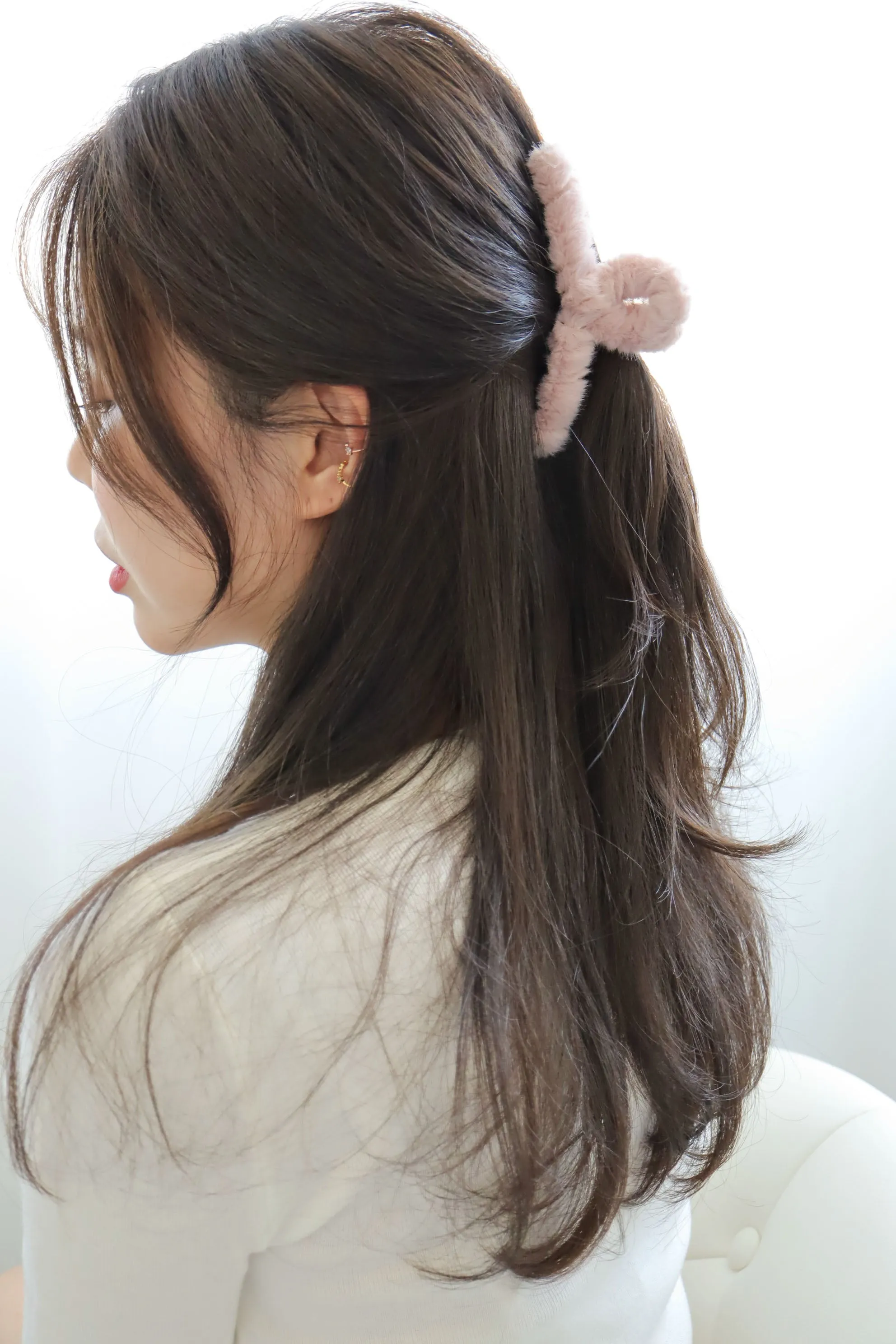 Faux Fur Fuzzy S Curve Large Hair Claw Clip