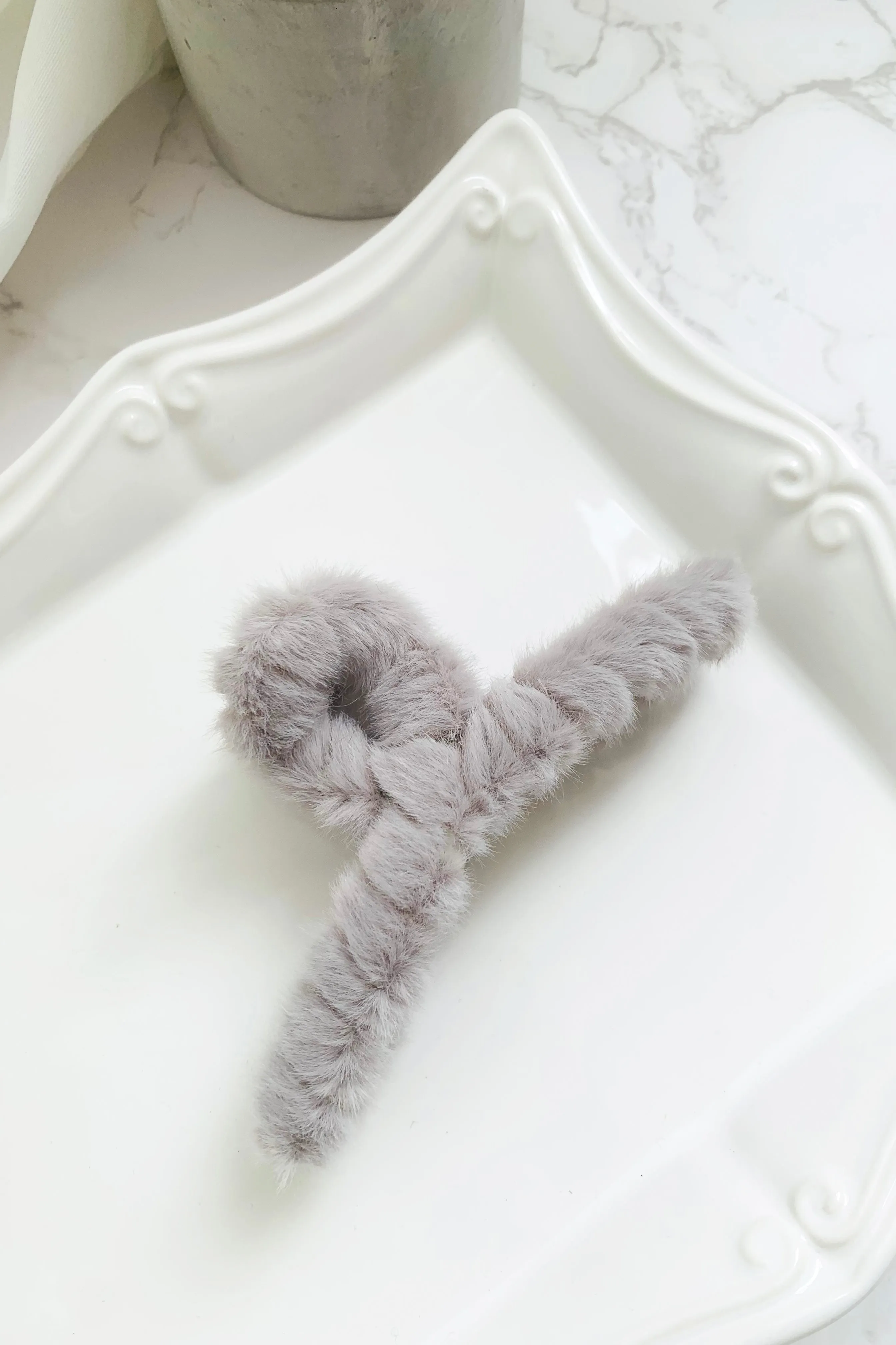 Faux Fur Fuzzy S Curve Large Hair Claw Clip