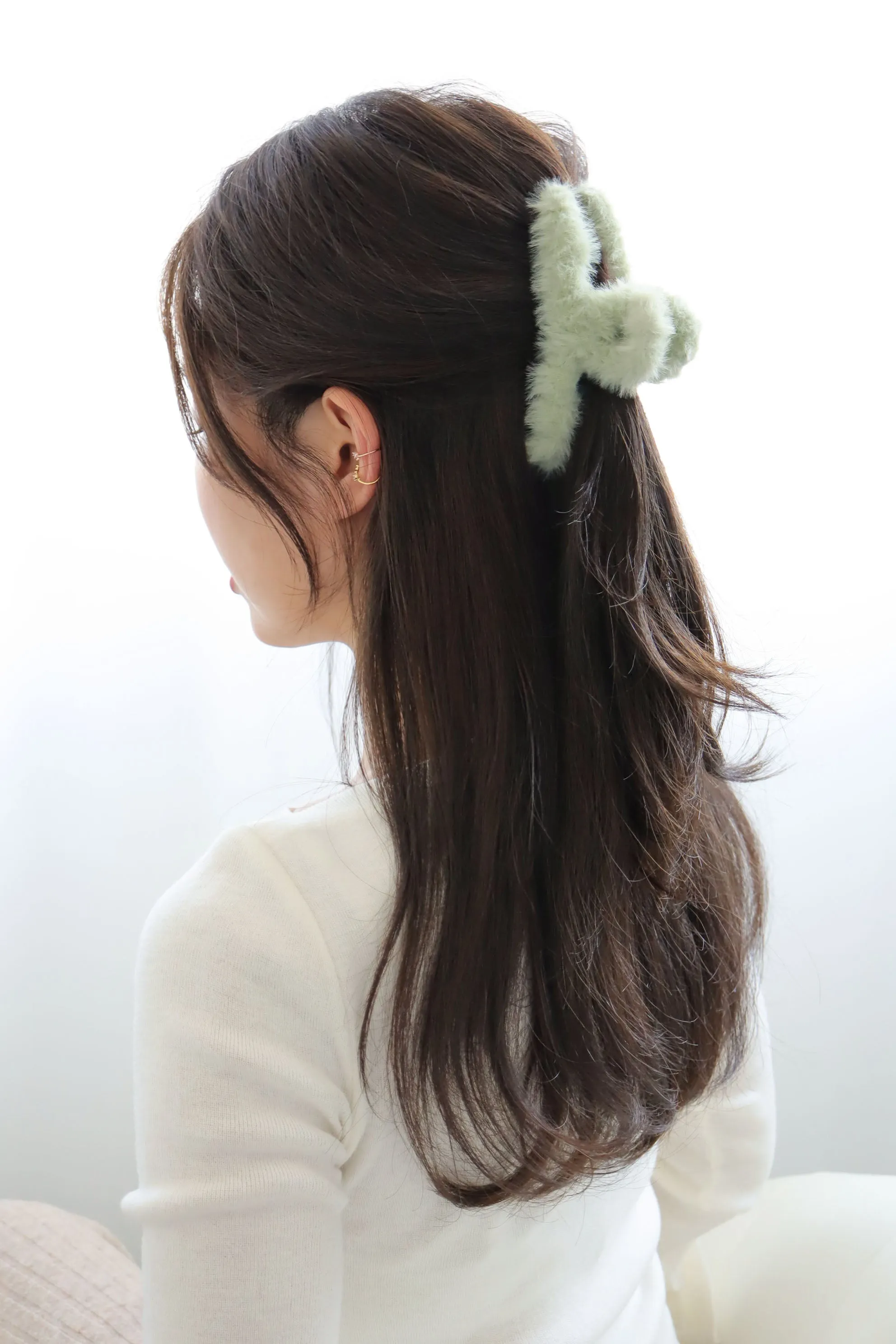 Faux Fur Fuzzy S Curve Large Hair Claw Clip