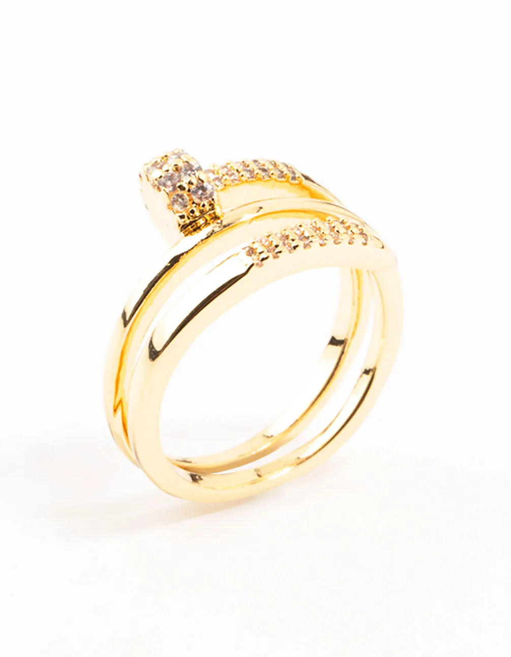 Gold Plated Cubic Zirconia Nail Wrapped Ring