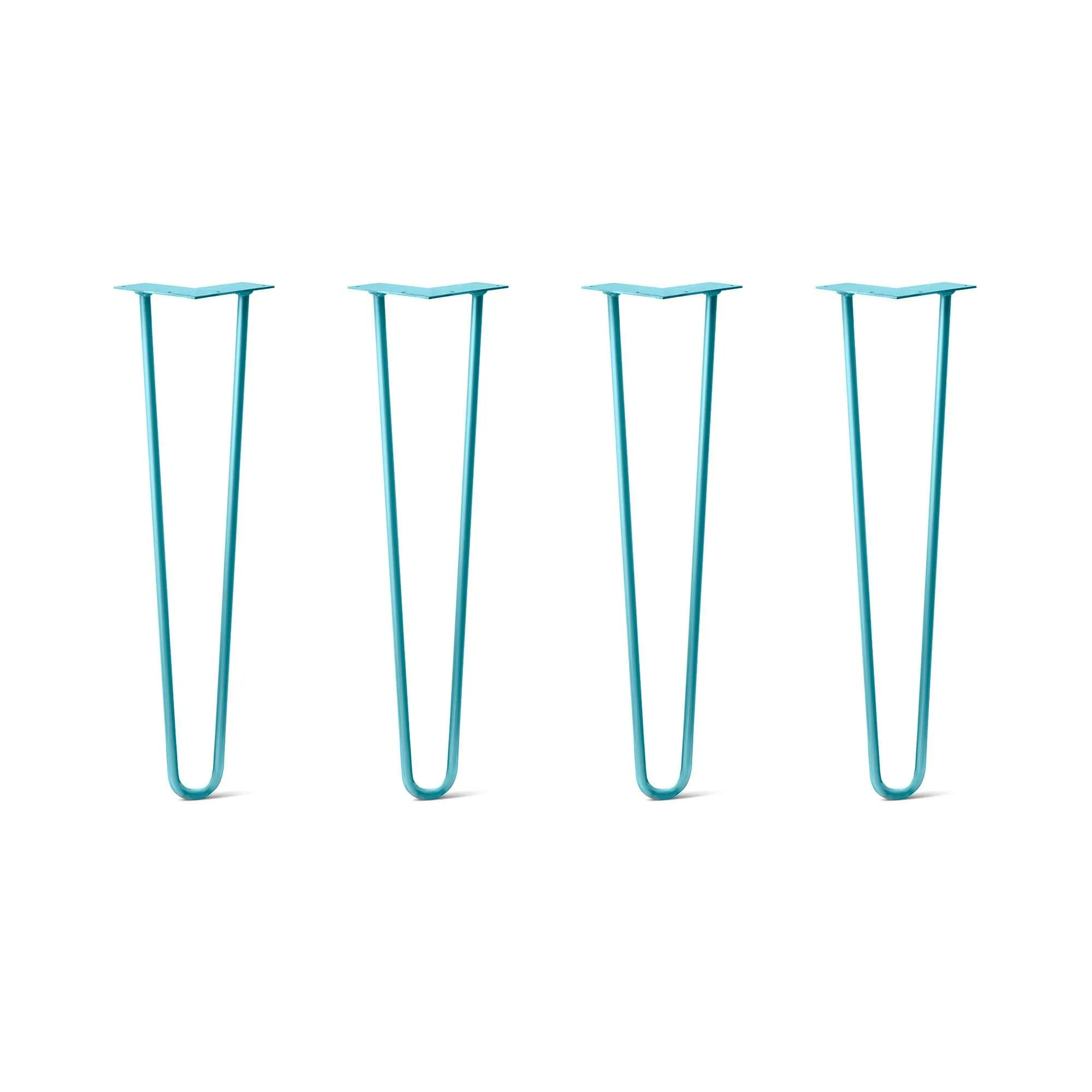 Hairpin Legs Set of 4, 2-Rod Design - Teal Powder Coated Finish