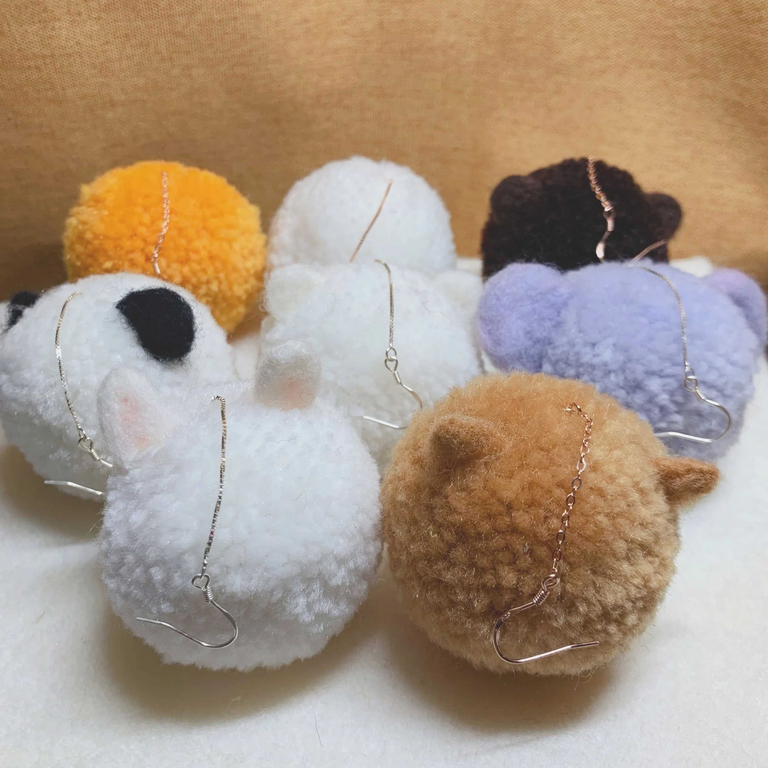 Handmade Panda Pom Pom Earrings Cute Pompom Dangle Earrings Boho Chic Pom Earrings