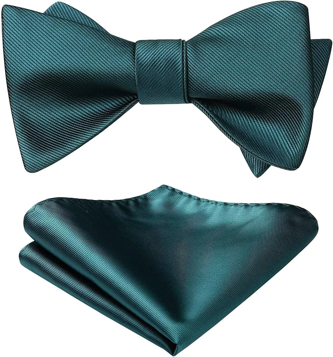 HISDERN Bow Ties for Men Solid Color Self Tie Bow Tie Pocket Square Set Classic Formal Satin Bowties for Tuxedo Wedding Party