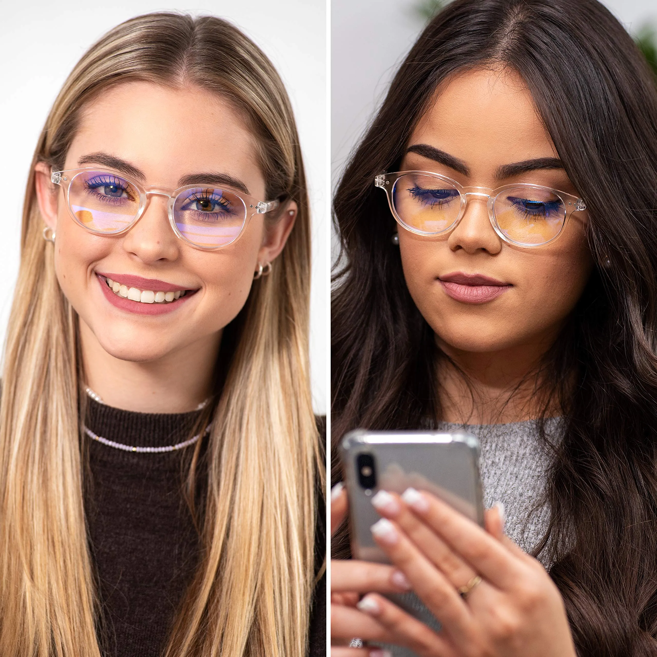 Round-Blue-Light-Blocking-Reading-Glasses-Clear-3-50-Magnification-Computer-Glasses