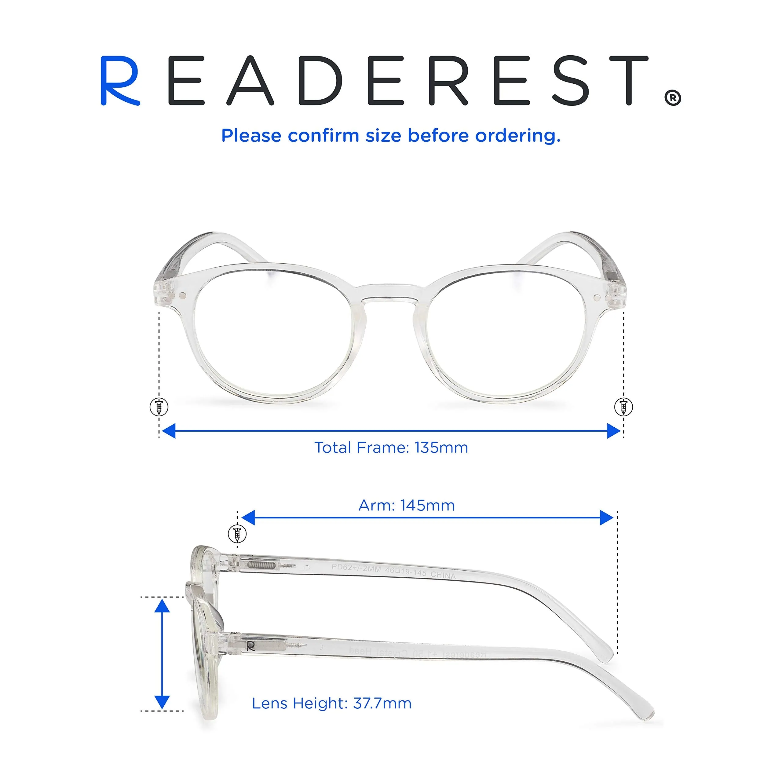 Round-Blue-Light-Blocking-Reading-Glasses-Clear-3-50-Magnification-Computer-Glasses