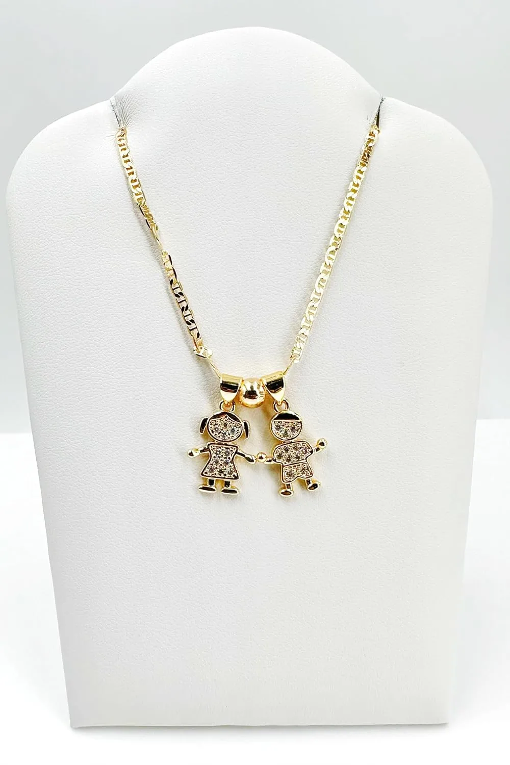 SIFRIMANIA Personalized Child Charm 17.2 inches Anchor Chain Customizable Mother, Wife, Sister, Aunt, Grandmother Gift Necklace (Girl and Boy)