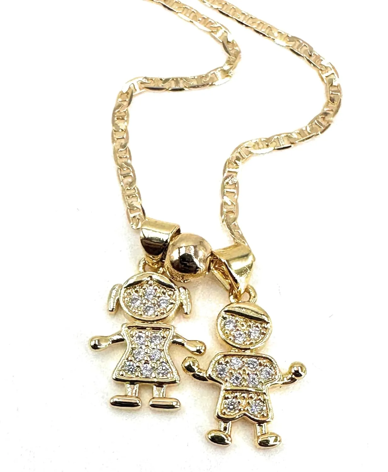 SIFRIMANIA Personalized Child Charm 17.2 inches Anchor Chain Customizable Mother, Wife, Sister, Aunt, Grandmother Gift Necklace (Girl and Boy)