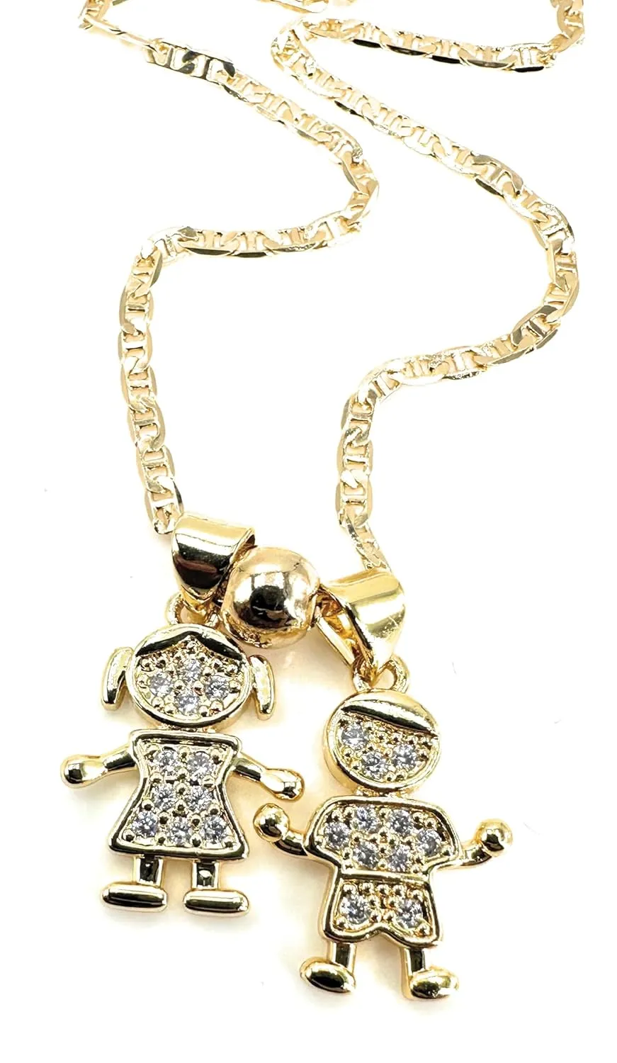 SIFRIMANIA Personalized Child Charm 17.2 inches Anchor Chain Customizable Mother, Wife, Sister, Aunt, Grandmother Gift Necklace (Girl and Boy)
