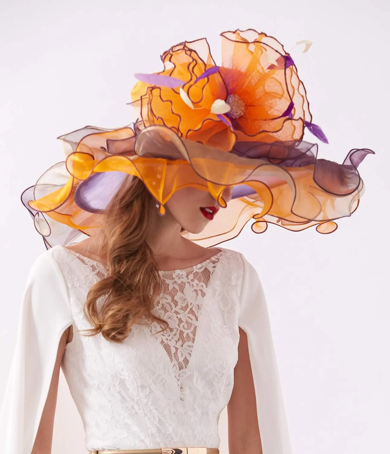 Women Hats Headband Hairpin Organza Fascinator Church Hat Floral Tea Party Wedding Hat