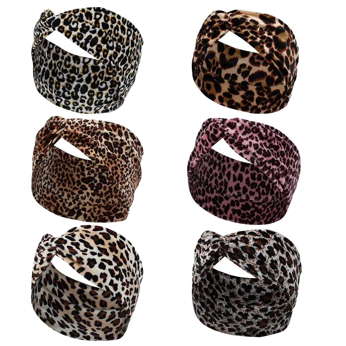 Women Leopard Headbands Headwrap Yoga Workout Sport Thick Head Bands Stretchy Hair Bands (One Pcs Pattern C)